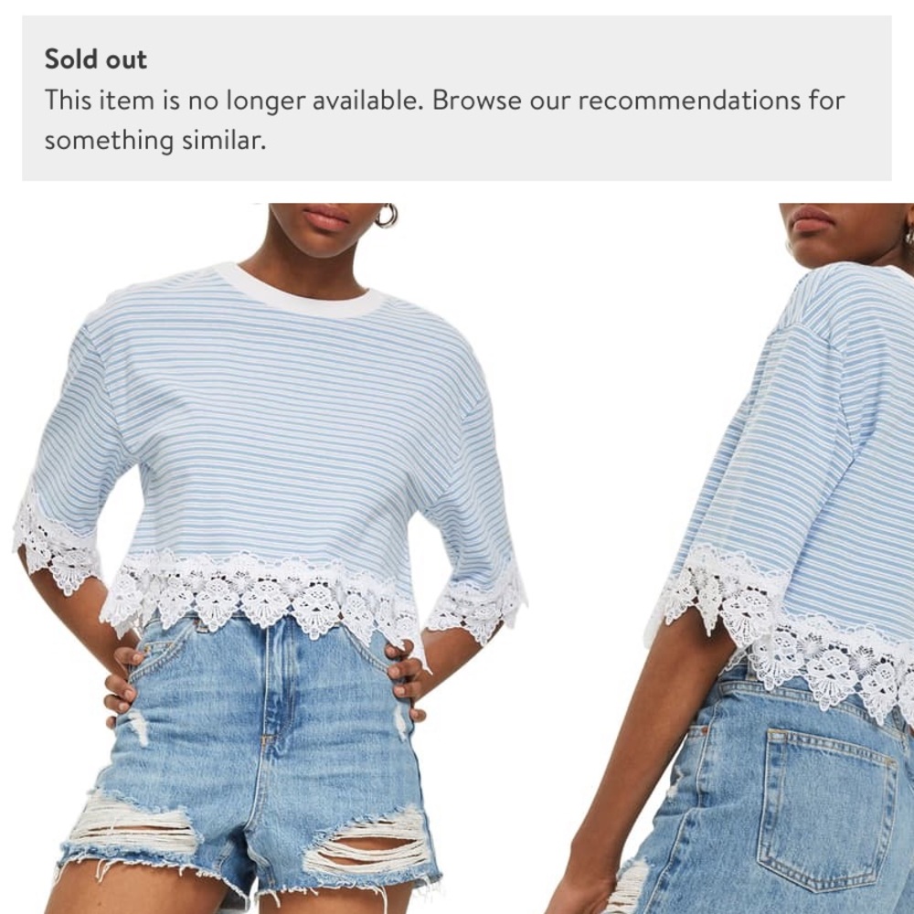 Top shop lace hem crop top